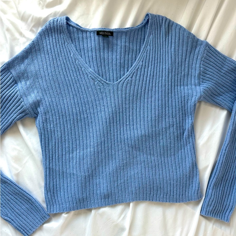 Blue V Crop Sweater